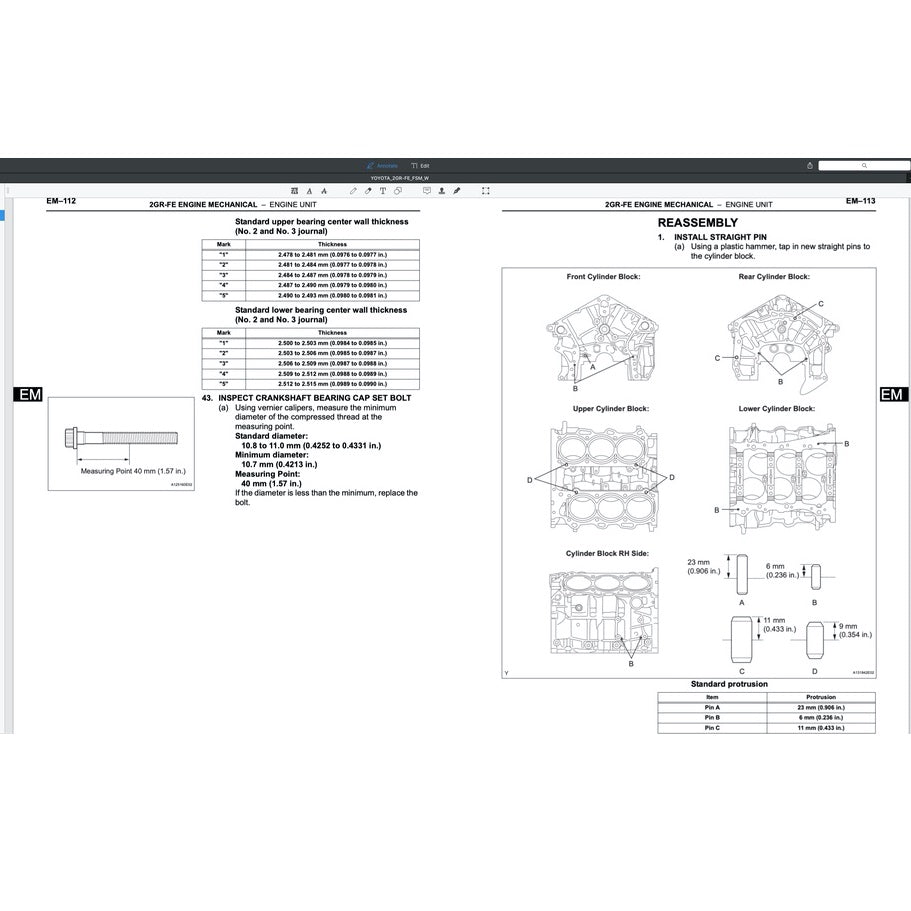 TOYOTA ENGINE 2GR-FE (3.5L DUAL VVT-i) SERVICE REPAIR WORKSHOP MANUAL