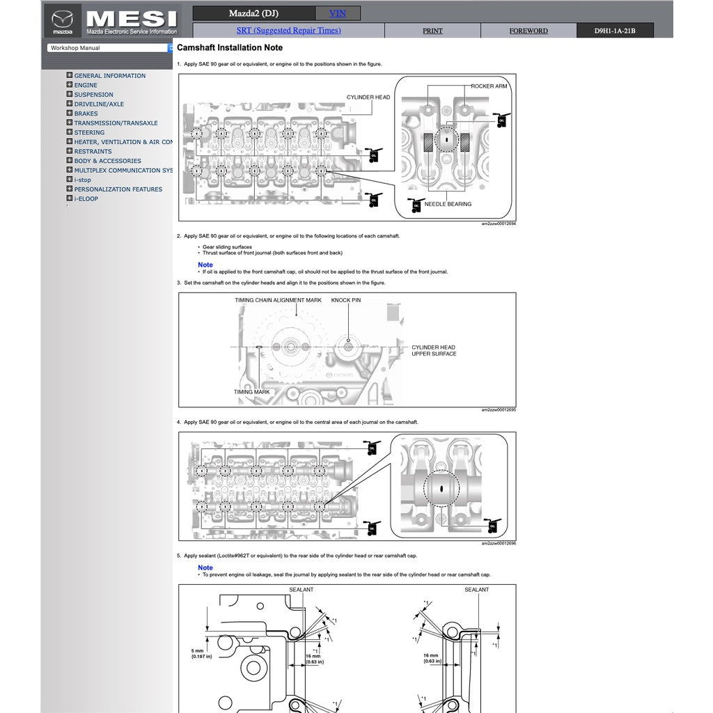 MAZDA 2 DJ (2015-2022) SERVICE WORKSHOP MANUAL