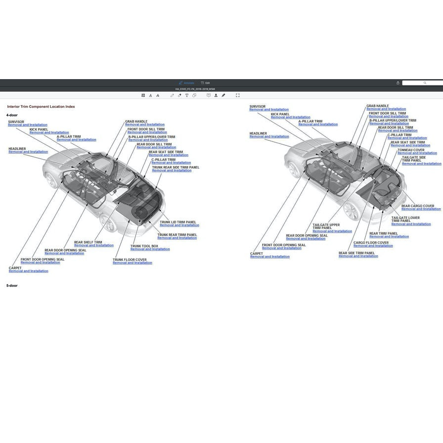 HONDA CIVIC 10 FC/FK (2016-2020) SERVICE WORKSHOP MANUAL