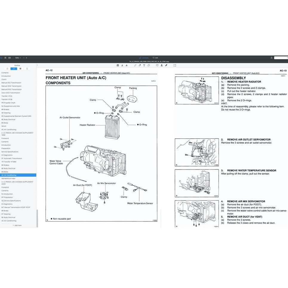 TOYOTA LAND CRUISER PRADO J90 (1996-2002) SERVICE WORKSHOP MANUAL