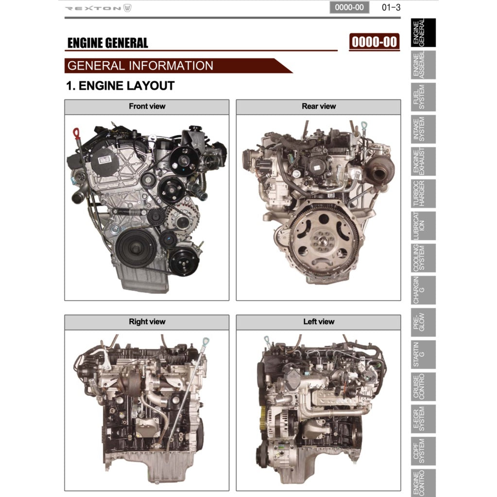 SSANGYONG REXTON W Y290 (2012-2017) SERVICE WORKSHOP MANUAL