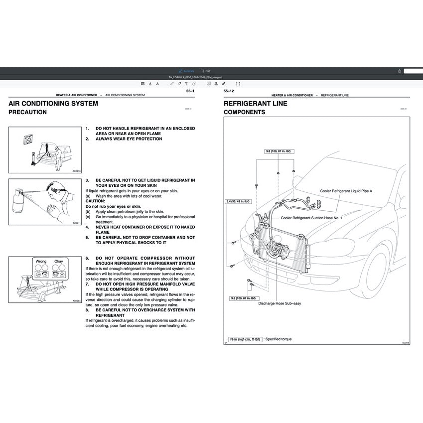 TOYOTA COROLLA ALTIS E120/130 (2002-2008) SERVICE WORKSHOP MANUAL