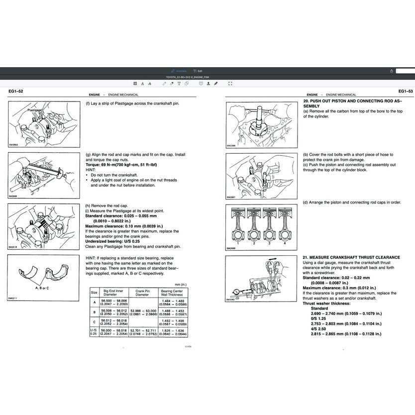 TOYOTA ENGINE 22R-E SERVICE REPAIR WORKSHOP MANUAL