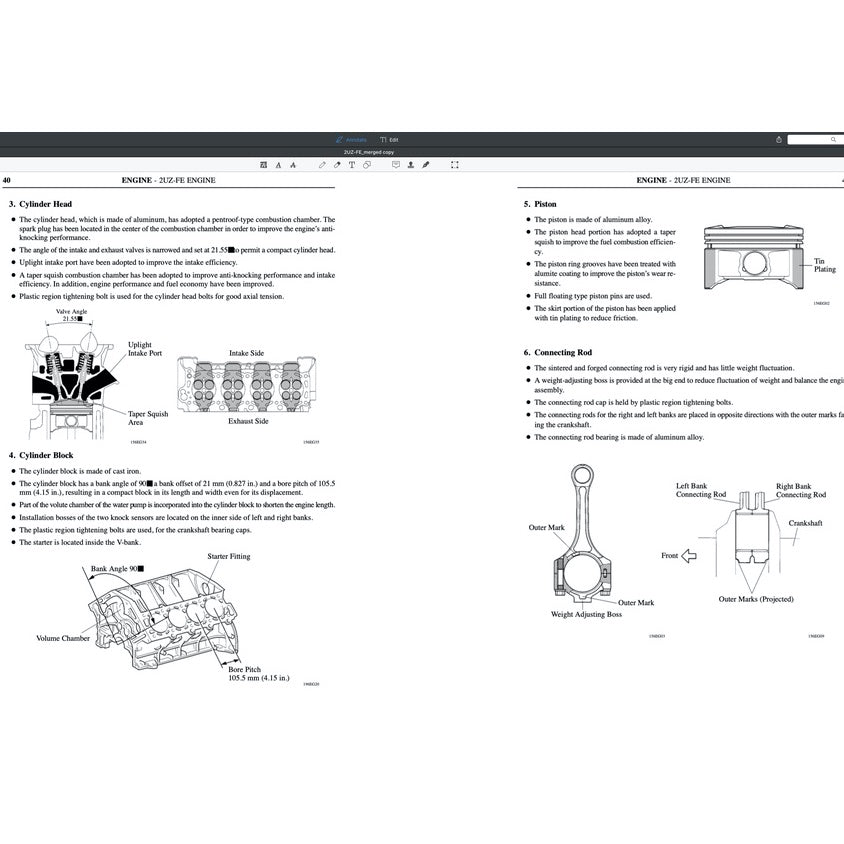 TOYOTA ENGINE 2UZ-FE (4.7L) SERVICE REPAIR WORKSHOP MANUAL