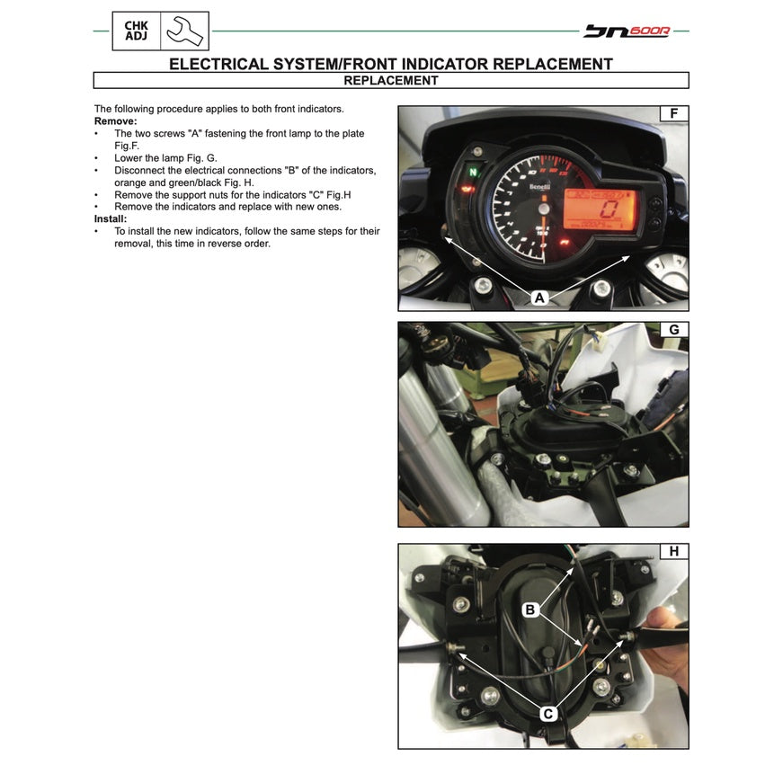BENELLI BN600 R (2014-2018) SERVICE WORKSHOP MANUAL + PARTS CATALOGUE + OWNER'S MANUAL