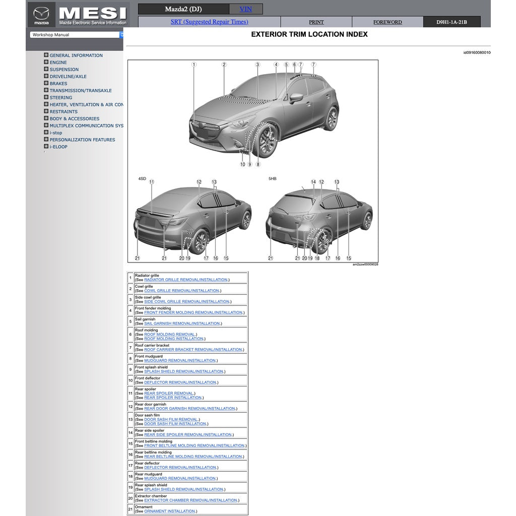 MAZDA 2 DJ (2015-2022) SERVICE WORKSHOP MANUAL