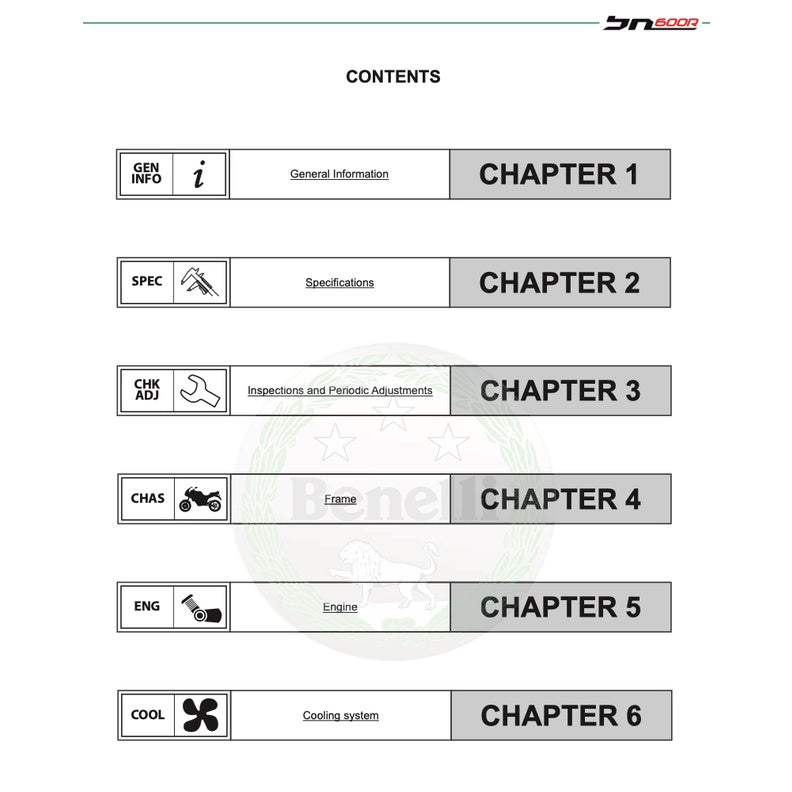 BENELLI BN600 R (2014-2018) SERVICE WORKSHOP MANUAL + PARTS CATALOGUE + OWNER'S MANUAL