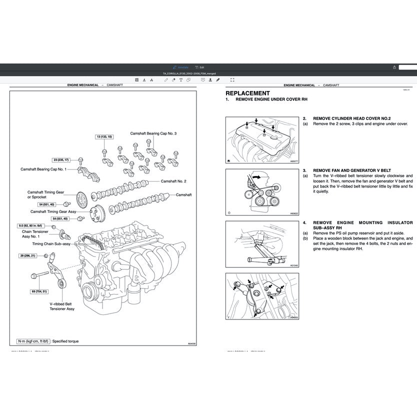 TOYOTA COROLLA ALTIS E120/130 (2002-2008) SERVICE WORKSHOP MANUAL