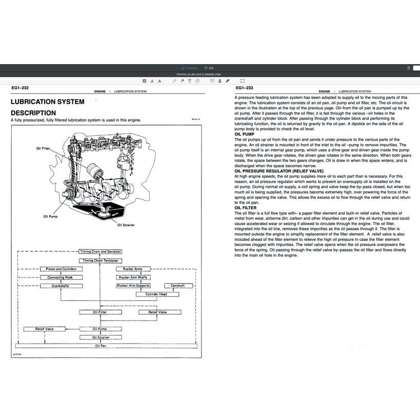 TOYOTA ENGINE 22R-E SERVICE REPAIR WORKSHOP MANUAL