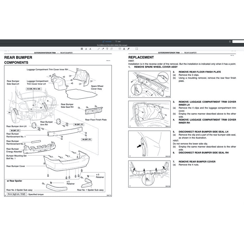 TOYOTA COROLLA ALTIS E120/130 (2002-2008) SERVICE WORKSHOP MANUAL