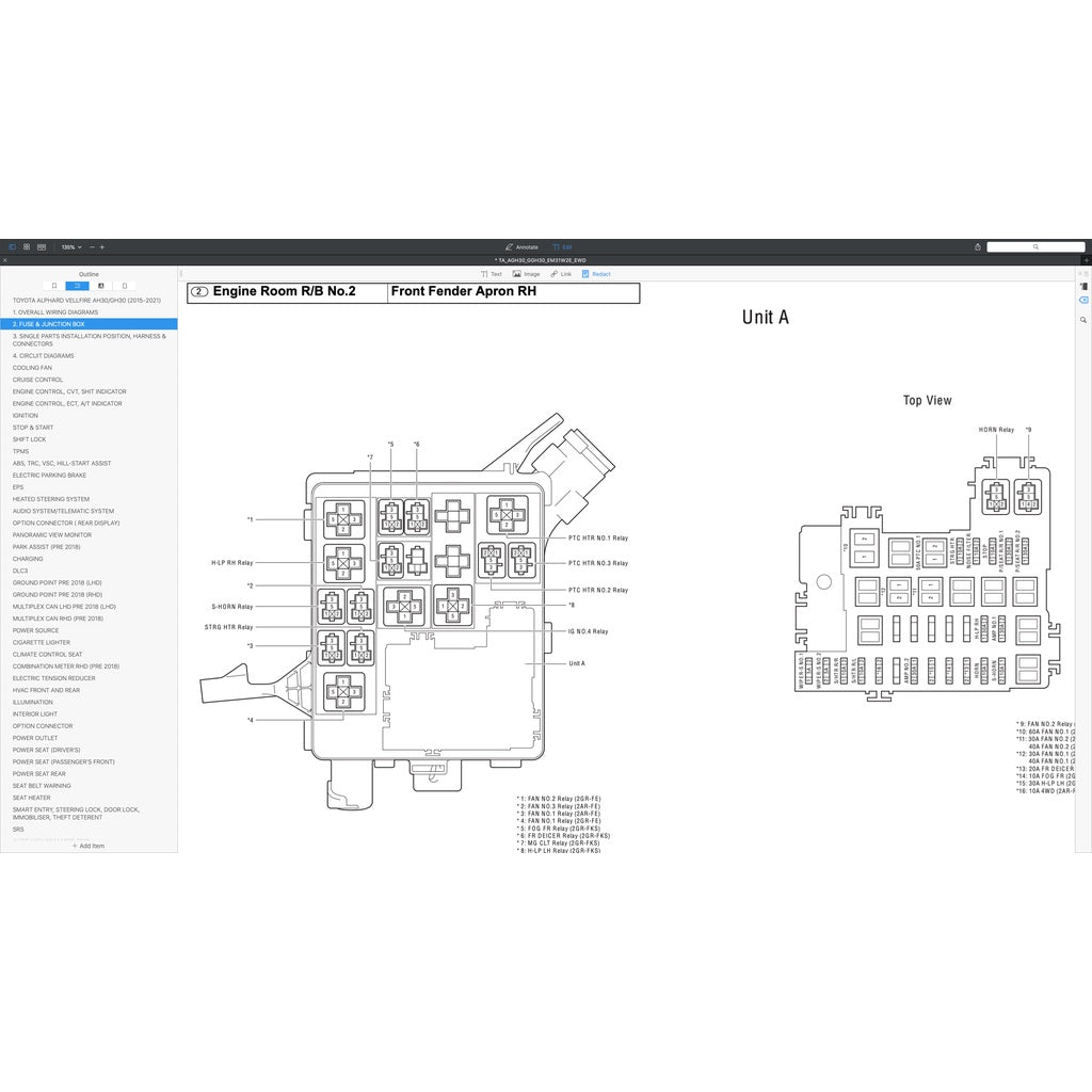 TOYOTA ALPHARD / VELLFIRE AGH30 / GGH30 (2015-2021) WIRING DIAGRAMS