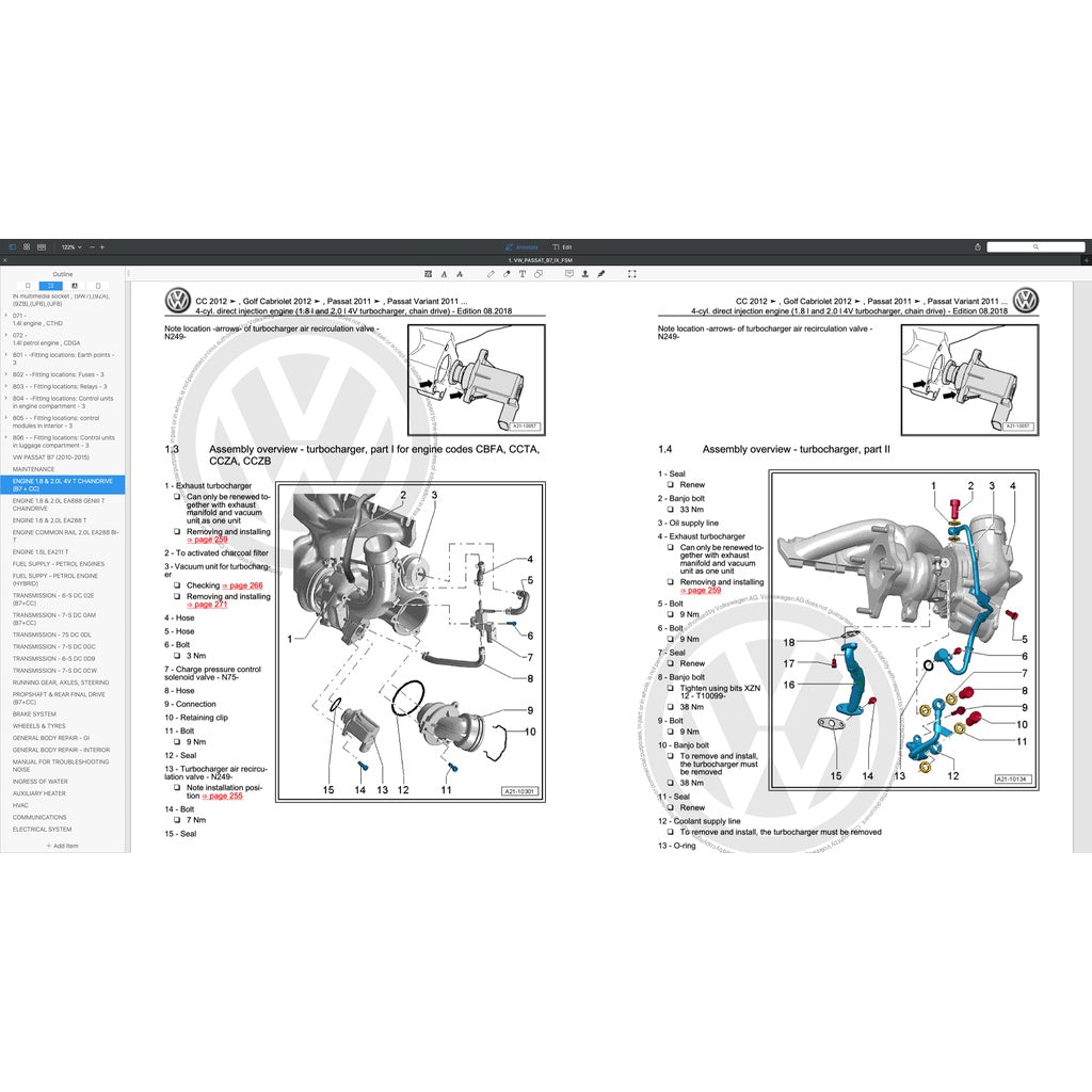 VW PASSAT CC (2008-2016) SERVICE WORKSHOP MANUAL