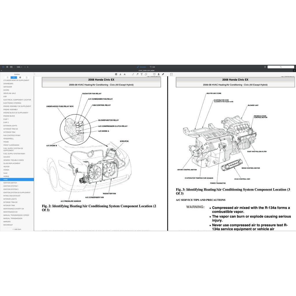 HONDA CIVIC 8 FD1 FD2, FD7, FA1, FG1, FG2, FA5, FN2 (2006-2011) SERVICE WORKSHOP MANUAL + PARTS CATALOGUE