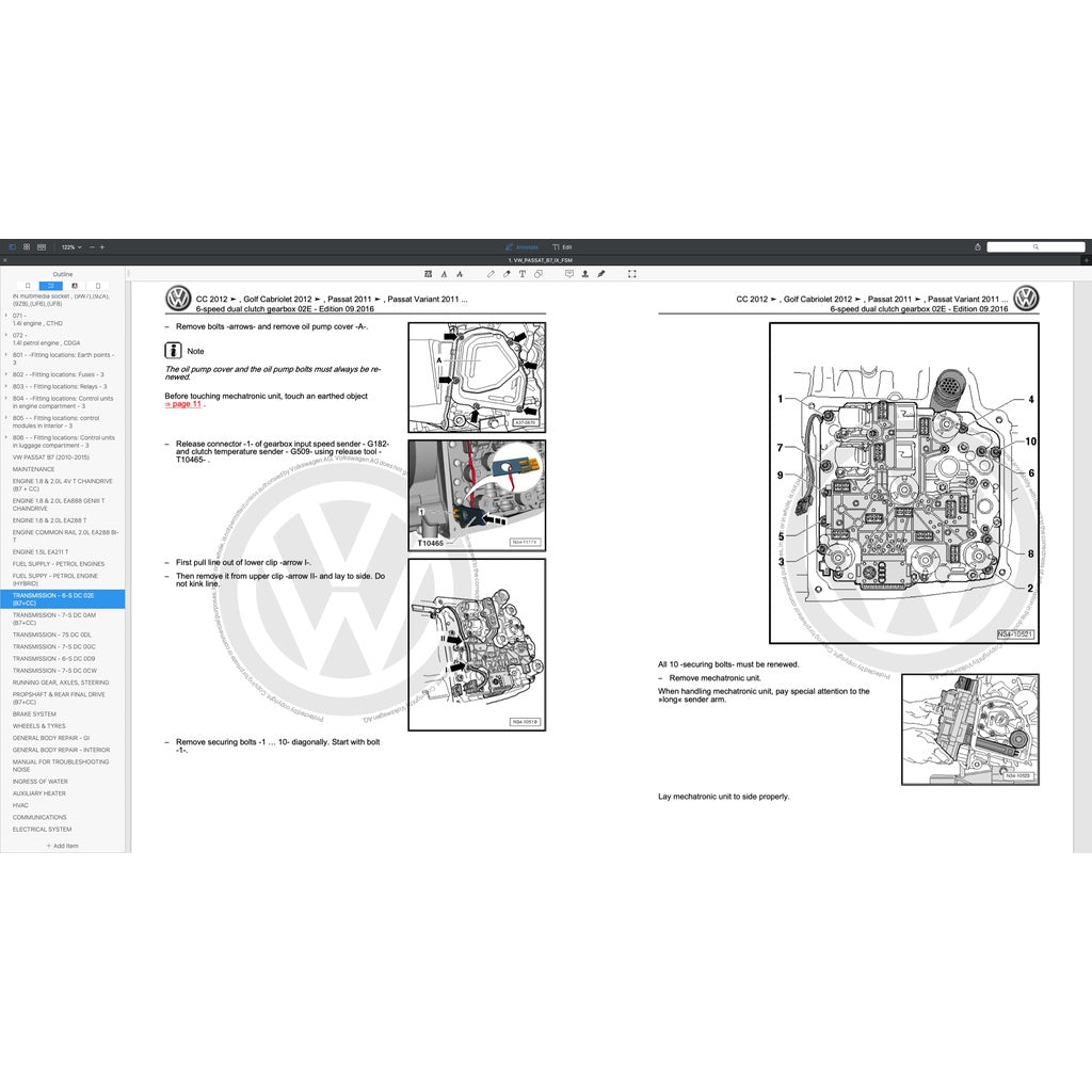 VW PASSAT CC (2008-2016) SERVICE WORKSHOP MANUAL