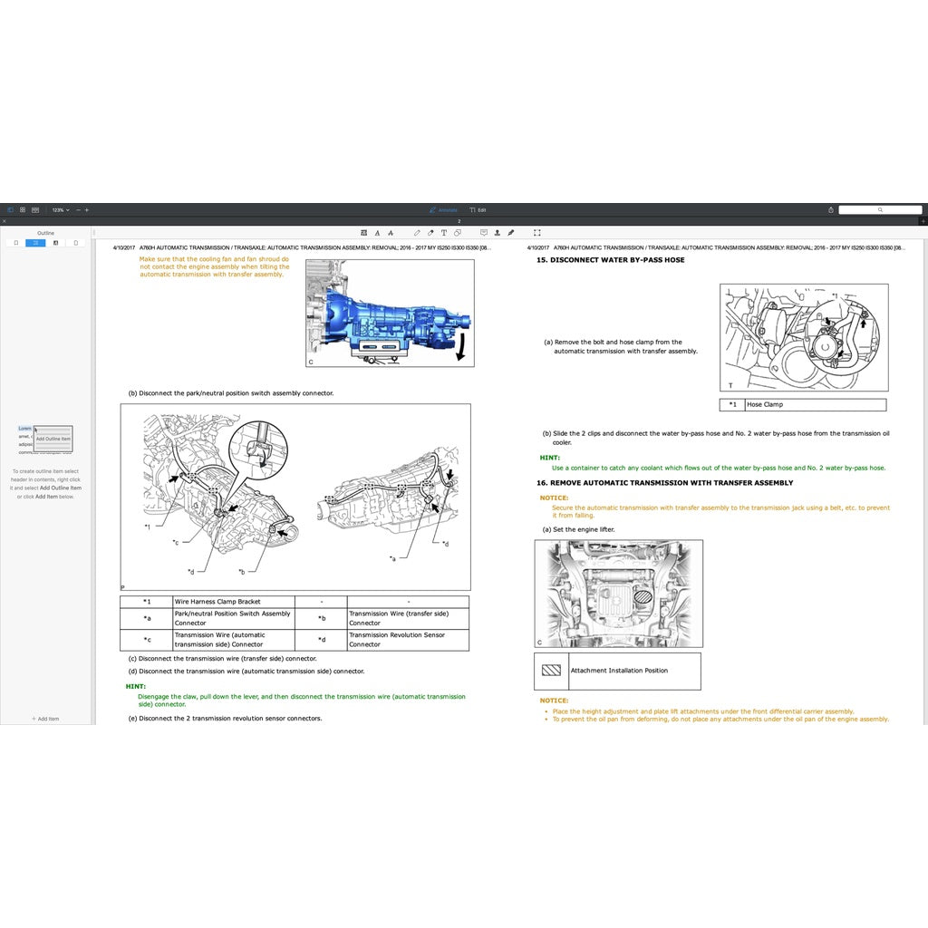 LEXUS IS300/IS350 (2014-2017) SERVICE WORKSHOP MANUAL