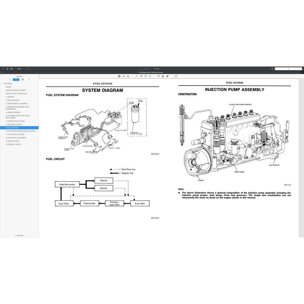 NISSAN UD DIESEL ENGINE RE10 / RF8 TC TD/ RG8 SERVICE REPAIR MANUAL