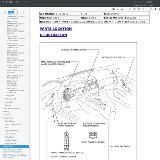 TOYOTA COROLLA ALTIS E140/150 (2007-2012) SERVICE WORKSHOP MANUAL