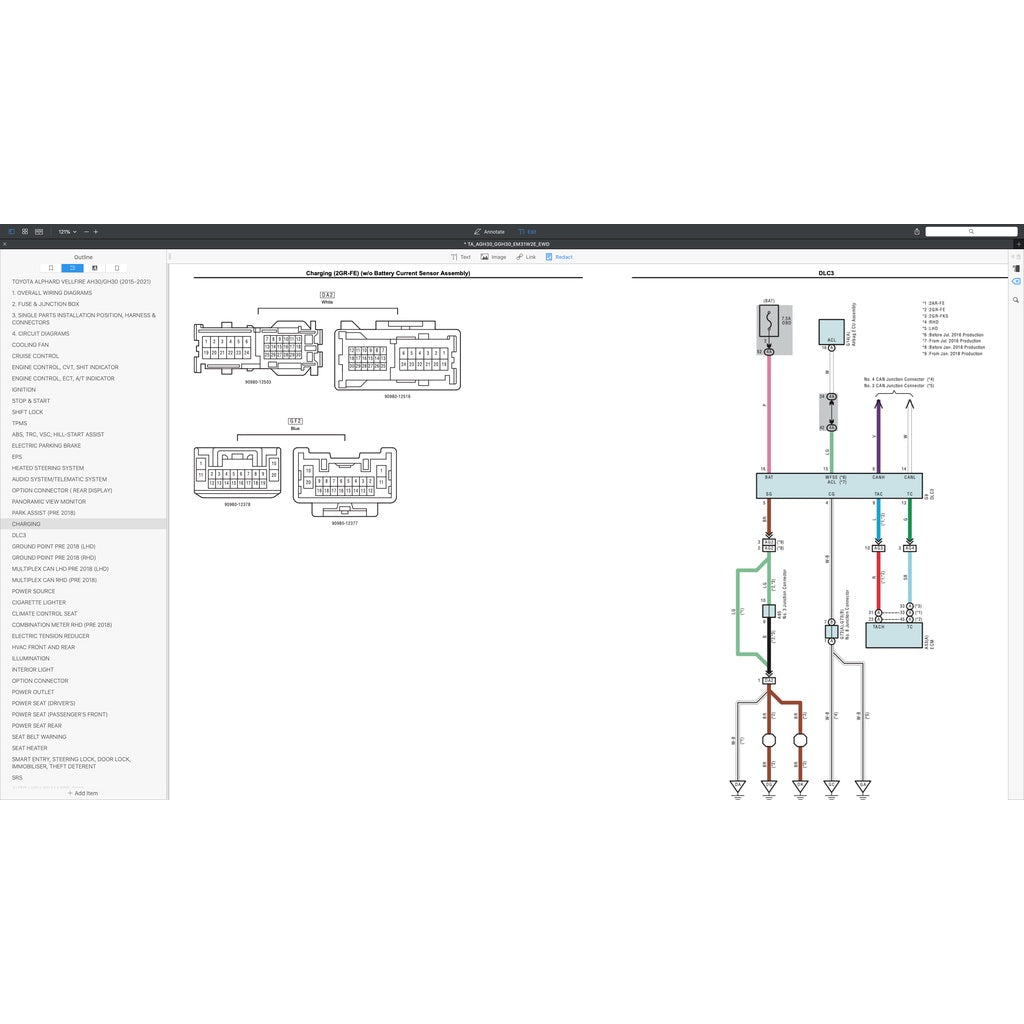 TOYOTA ALPHARD / VELLFIRE AGH30 / GGH30 (2015-2021) WIRING DIAGRAMS