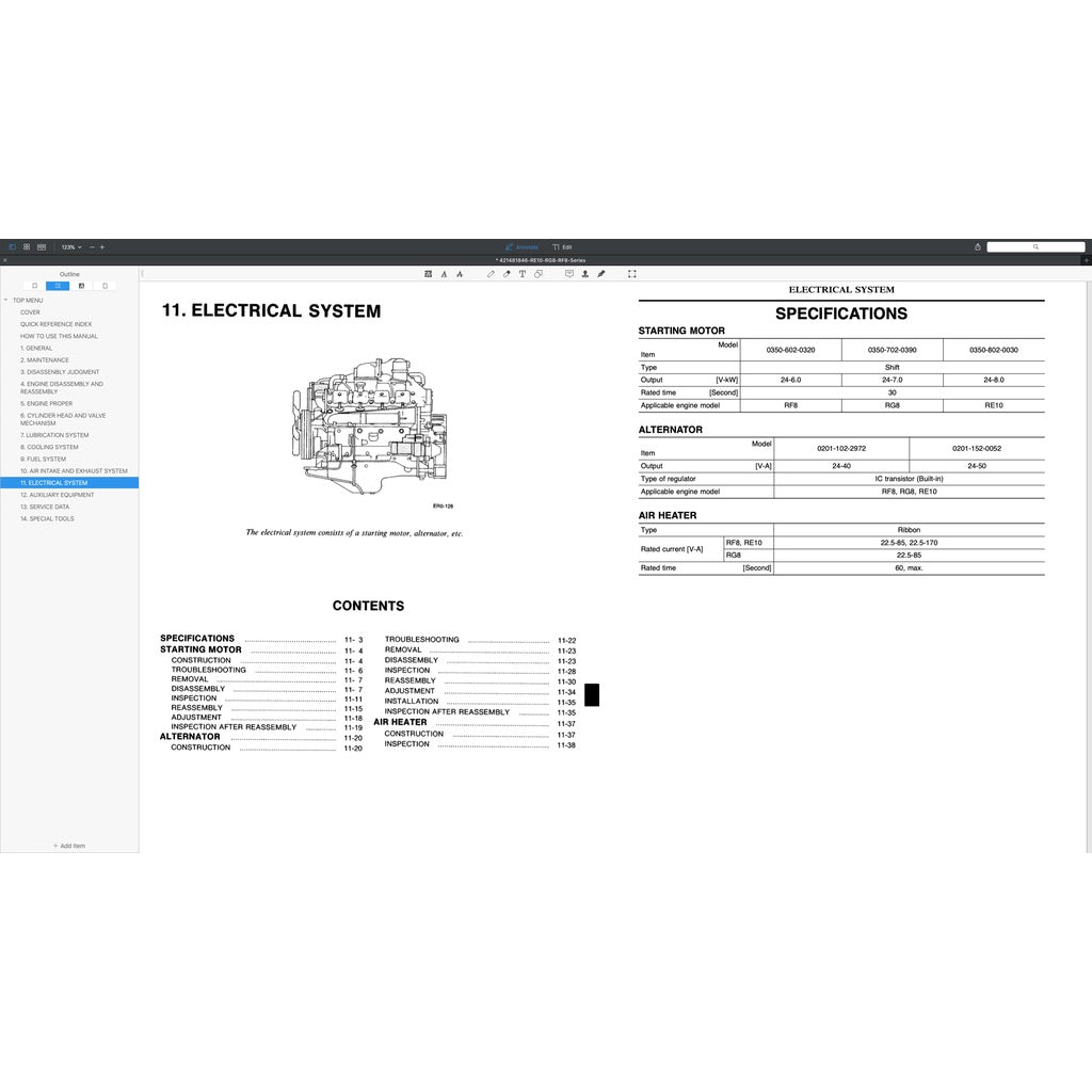 NISSAN UD DIESEL ENGINE RE10 / RF8 TC TD/ RG8 SERVICE REPAIR MANUAL