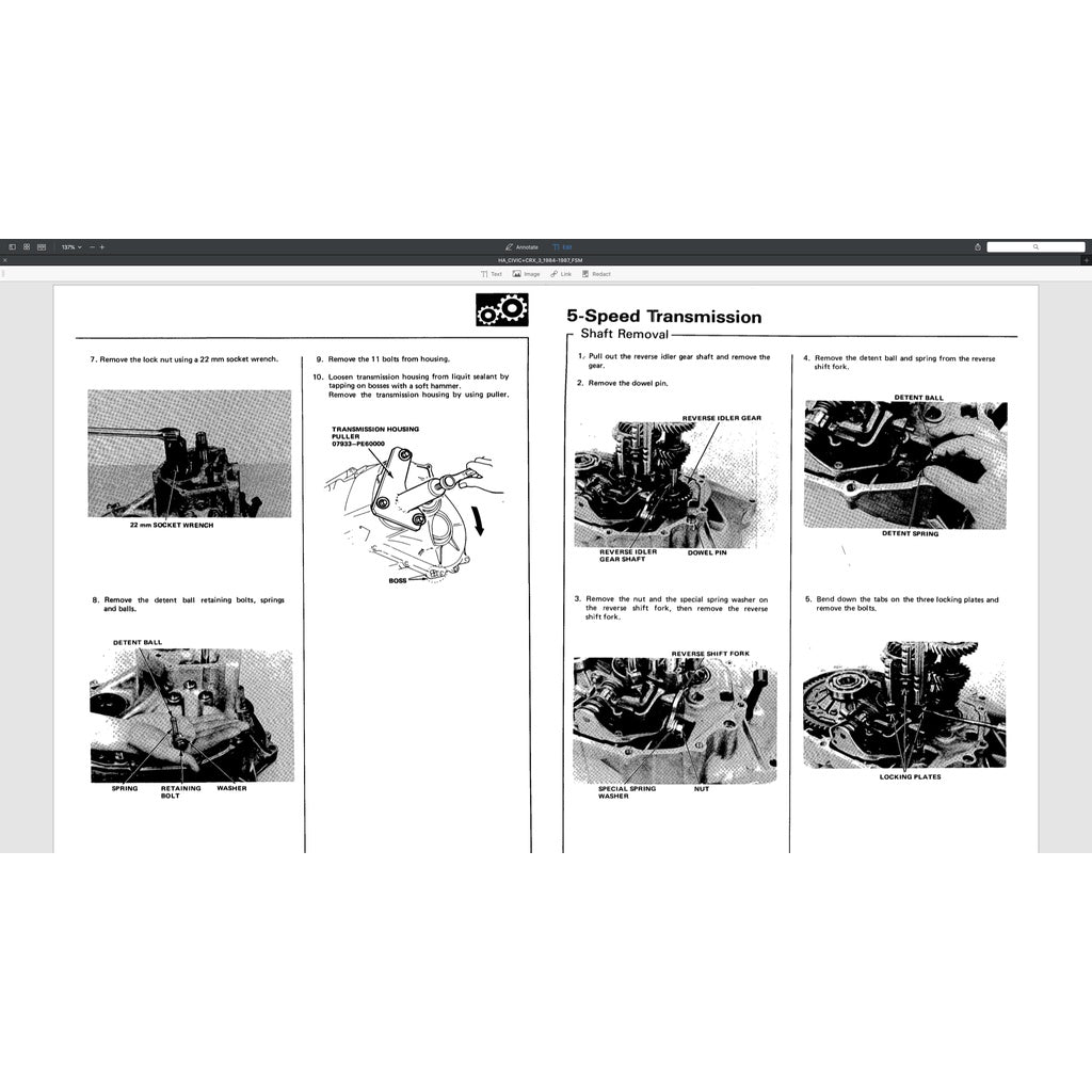 HONDA CIVIC 3 (1984-1987) SERVICE WORKSHOP MANUAL