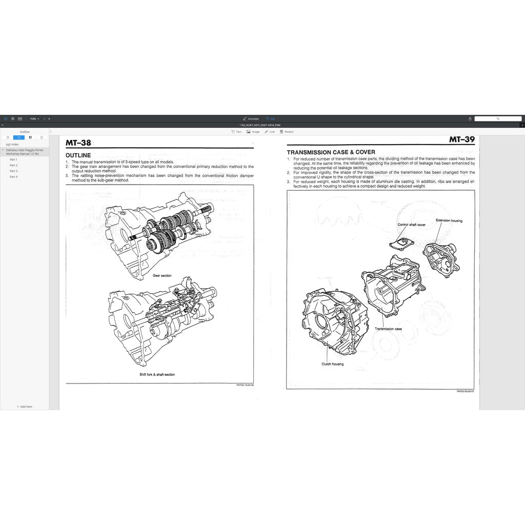 DAIHATSU HIJET PORTER S89/S91 1.3L (1989-2009) SERVICE WORKSHOP MANUAL