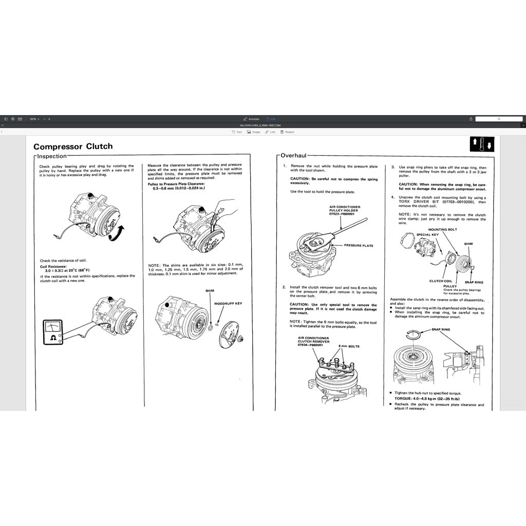 HONDA CIVIC 3 (1984-1987) SERVICE WORKSHOP MANUAL