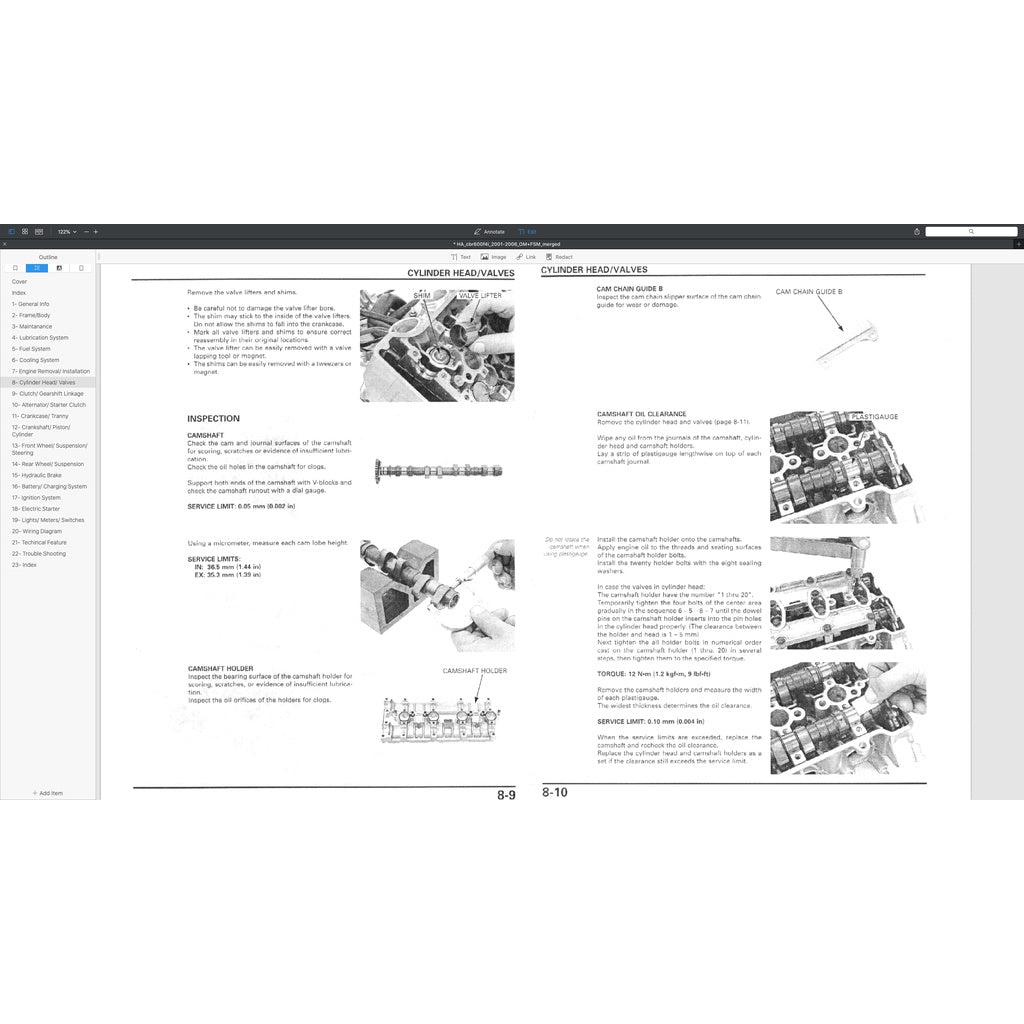 HONDA CBR600F4i (2001-2006) SERVICE WORKSHOP MANUAL + PARTS CATALOGUE + OWNER'S MANUAL