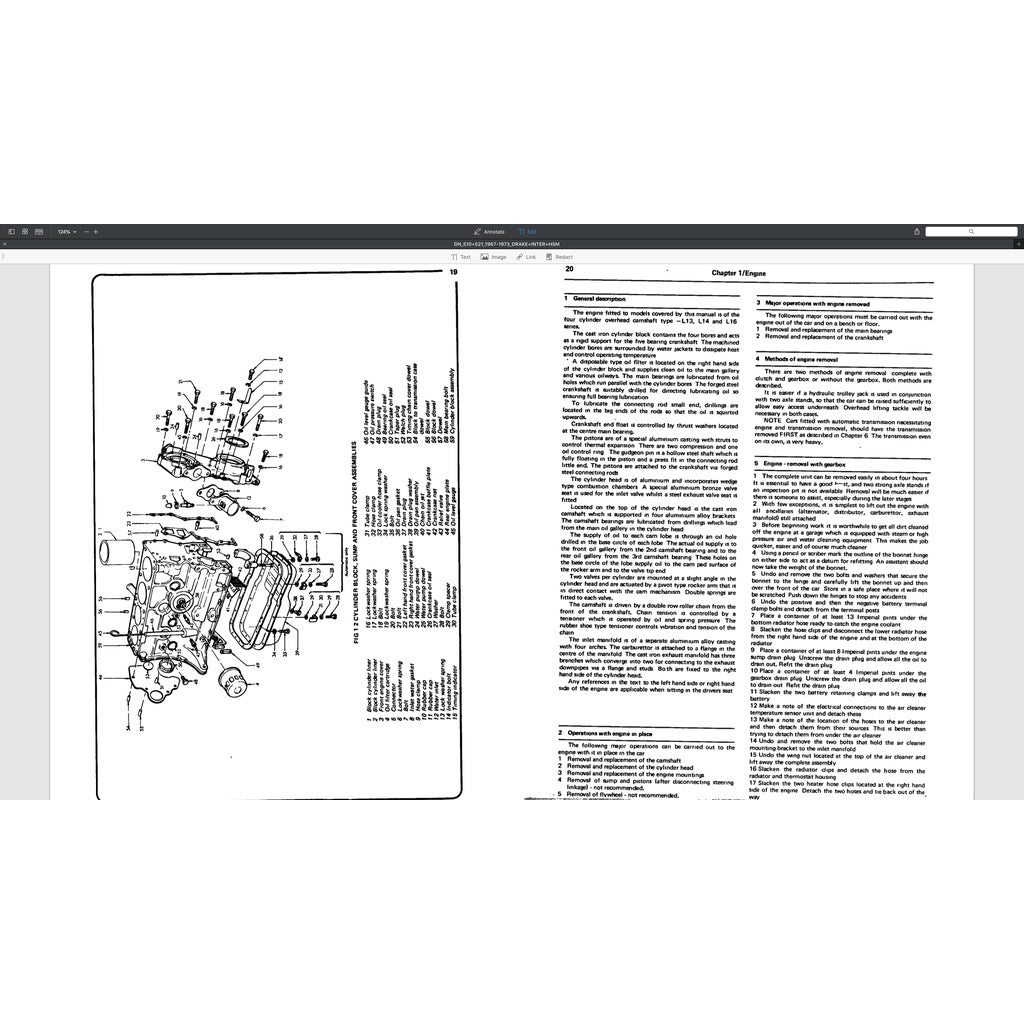 DATSUN BLUEBIRD/PICKUP 510/521 (1967-1973) SERVICE WORKSHOP MANUAL