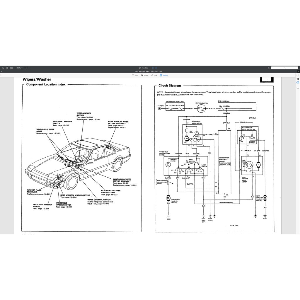 HONDA PRELUDE BA3-BA7 (1987-1992) SERVICE WORKSHOP MANUAL