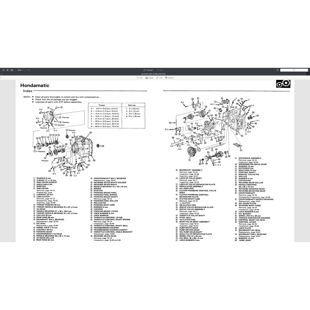 HONDA CIVIC 3 (1984-1987) SERVICE WORKSHOP MANUAL