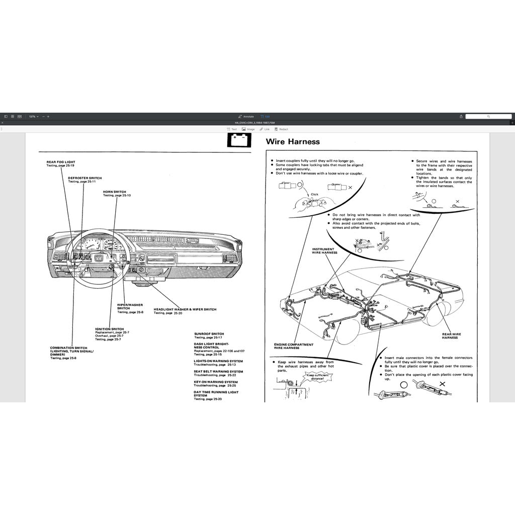 HONDA CIVIC 3 (1984-1987) SERVICE WORKSHOP MANUAL
