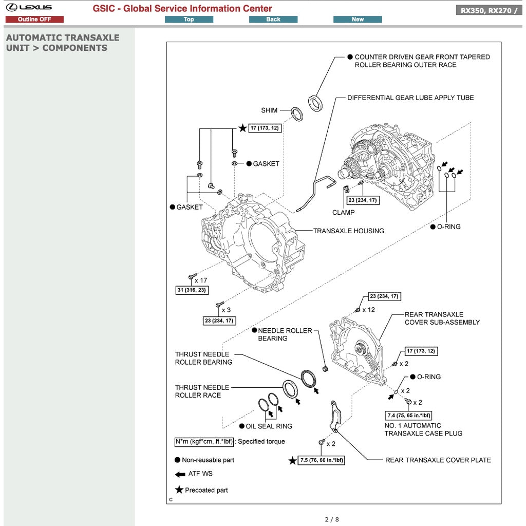 LEXUS RX270 AGL10 (2010-2015) SERVICE WORKSHOP MANUAL