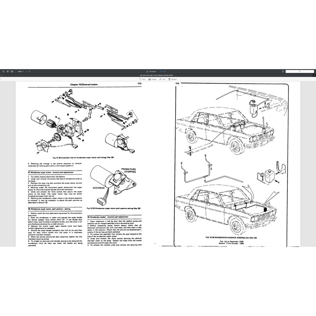 DATSUN BLUEBIRD/PICKUP 510/521 (1967-1973) SERVICE WORKSHOP MANUAL