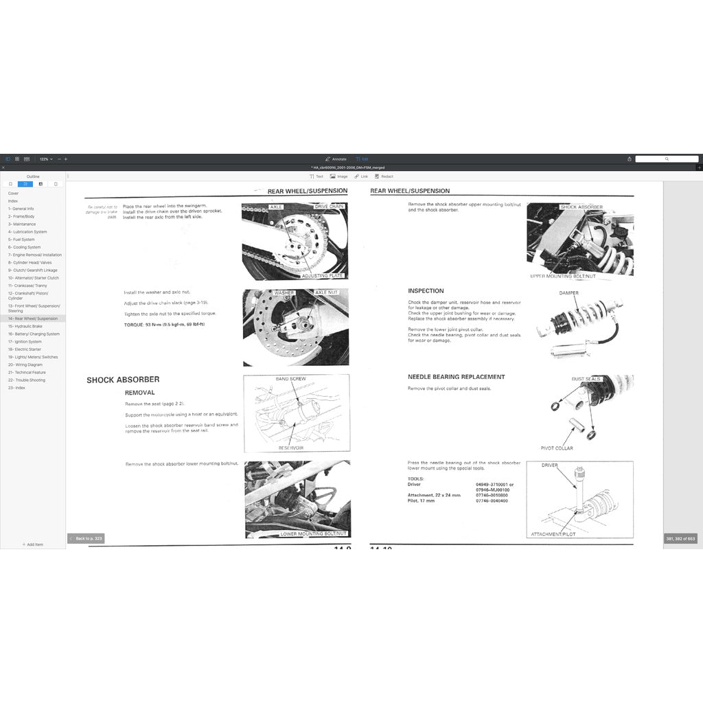 HONDA CBR600F4i (2001-2006) SERVICE WORKSHOP MANUAL + PARTS CATALOGUE + OWNER'S MANUAL