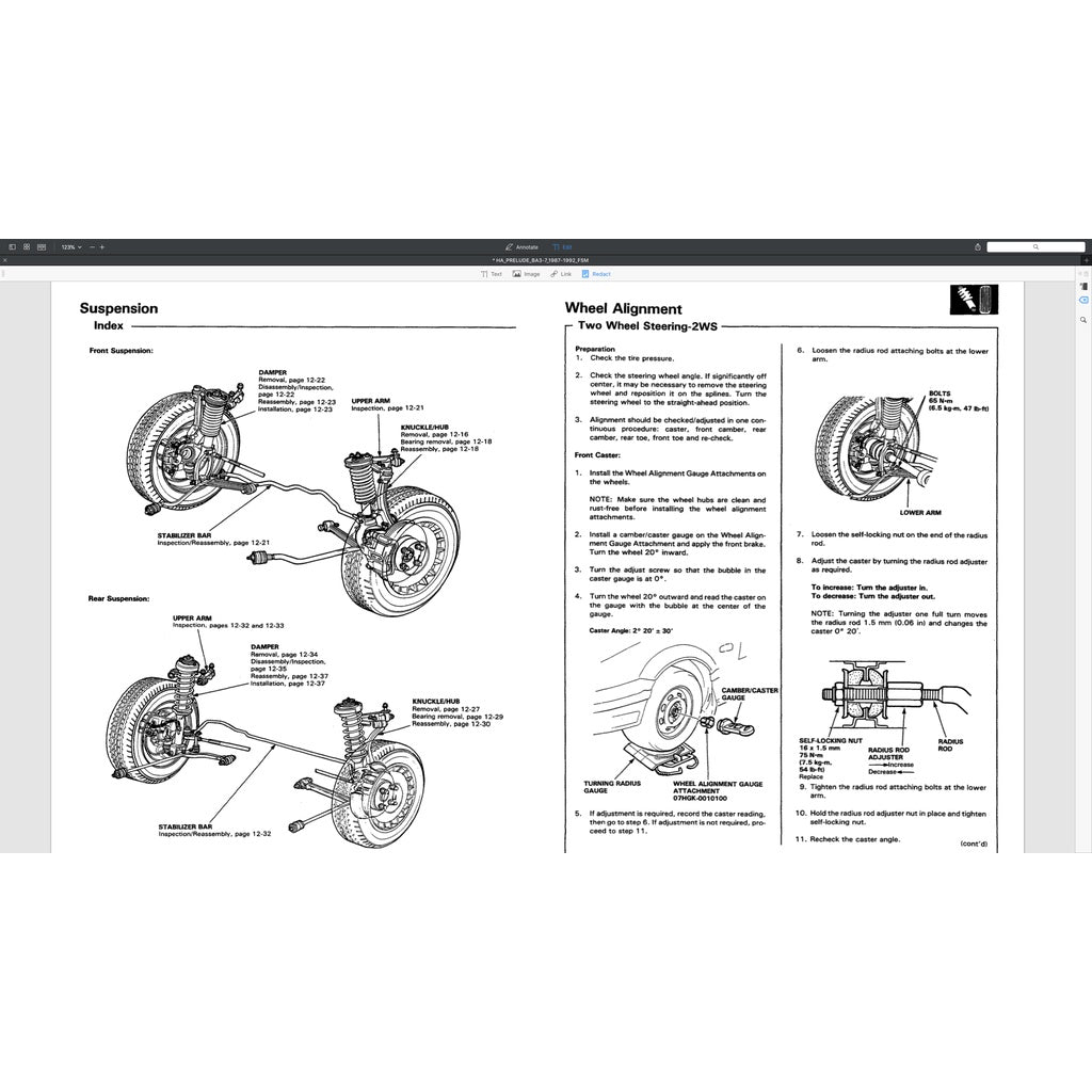HONDA PRELUDE BA3-BA7 (1987-1992) SERVICE WORKSHOP MANUAL