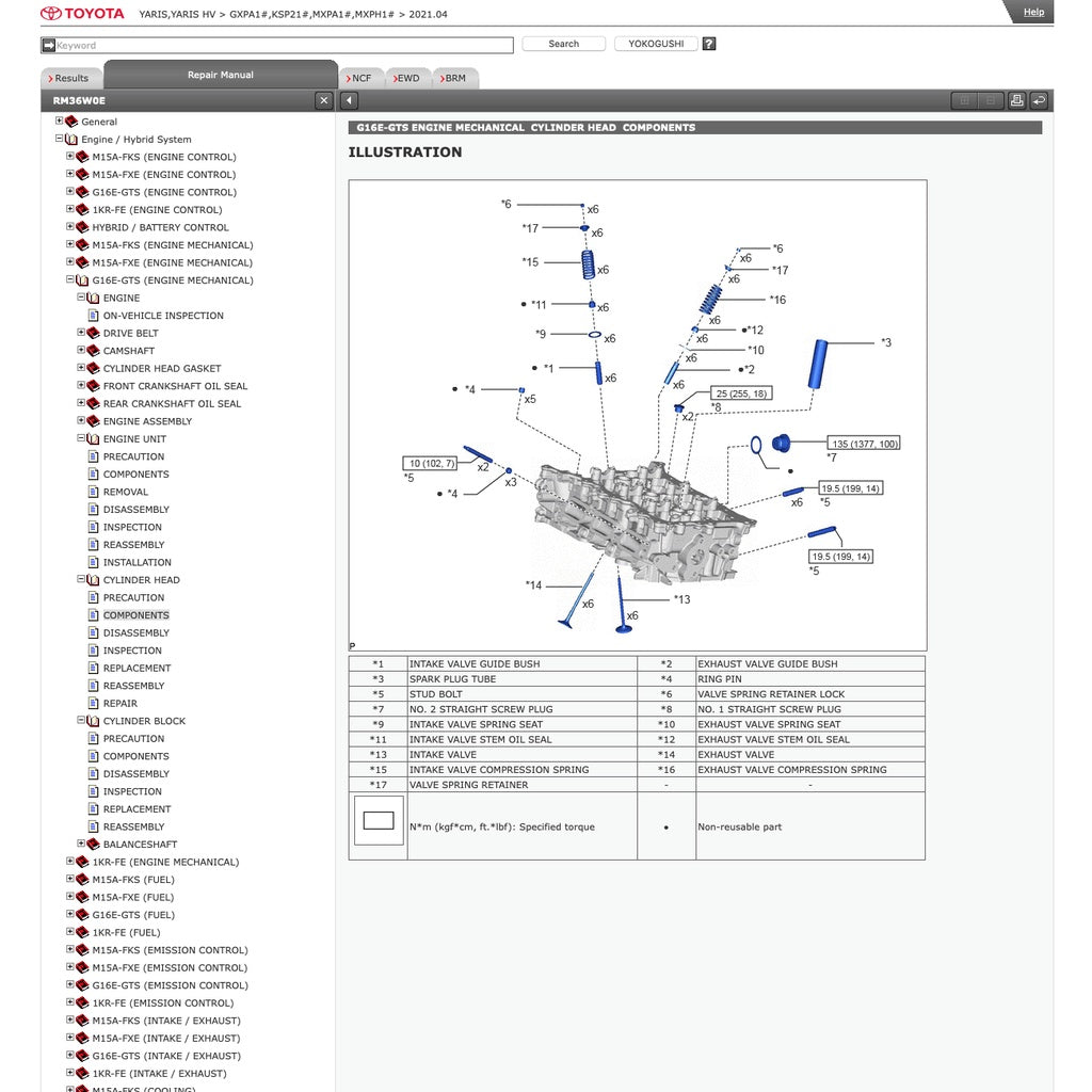 TOYOTA GR YARIS GR (2020+) SERVICE WORKSHOP MANUAL