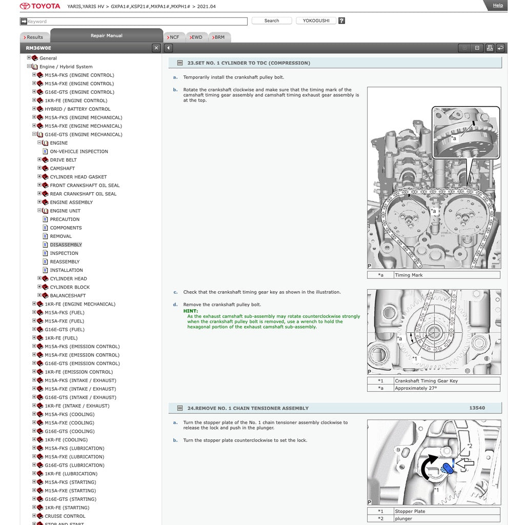 TOYOTA GR YARIS GR (2020+) SERVICE WORKSHOP MANUAL