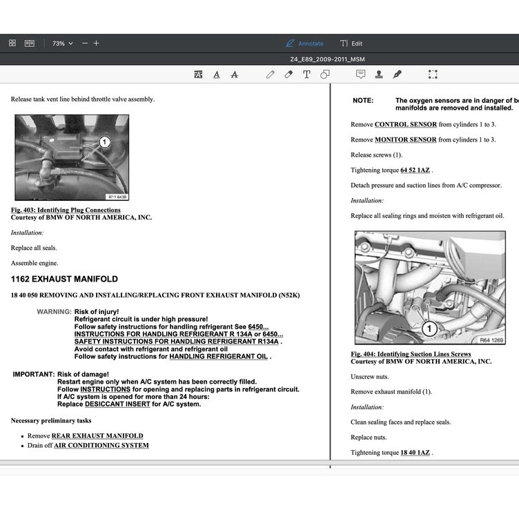 BMW Z4 E89 N52 N54 (2009-2016) SERVICE WORKSHOP MANUAL