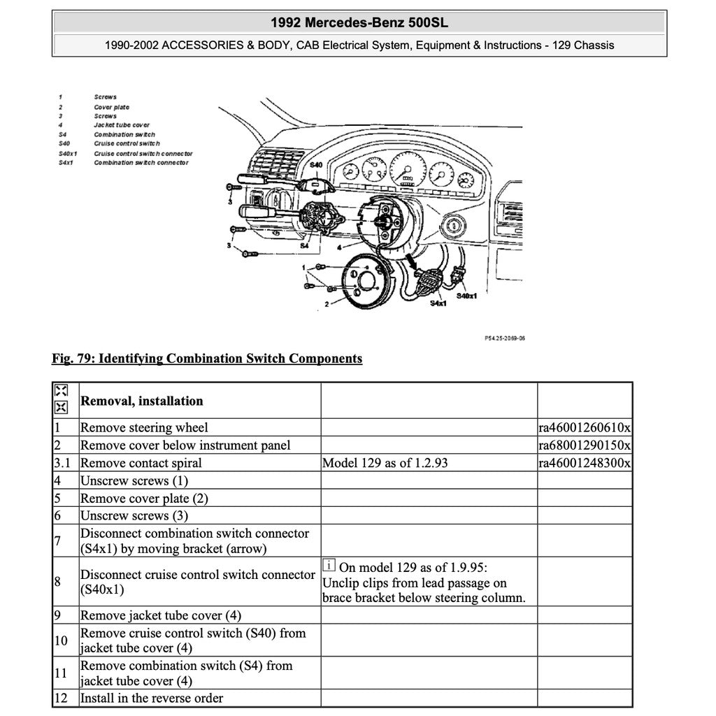 MERCEDES BENZ SL-CLASS R129 (1989-1998) SERVICE WORKSHOP MANUAL