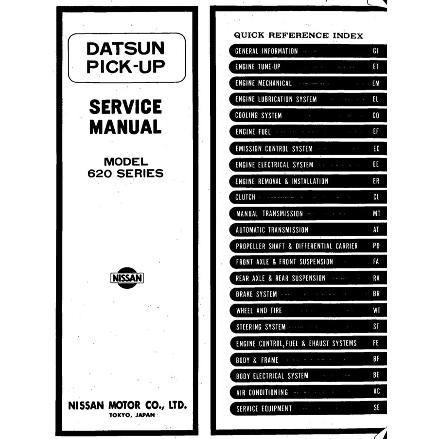 DATSUN PICKUP 620 (1972-1979) SERVICE WORKSHOP MANUAL