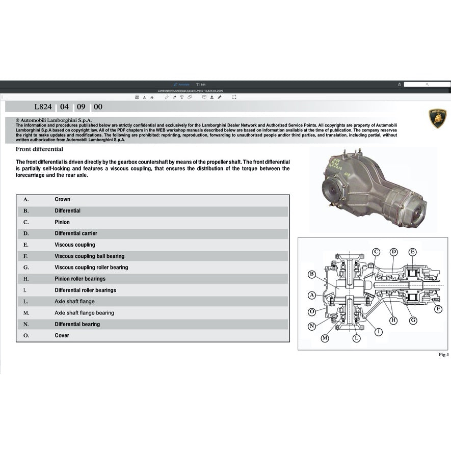LAMBORGHINI MURCIELAGO LP640 (2006-2010) FACTORY SERVICE MANUAL