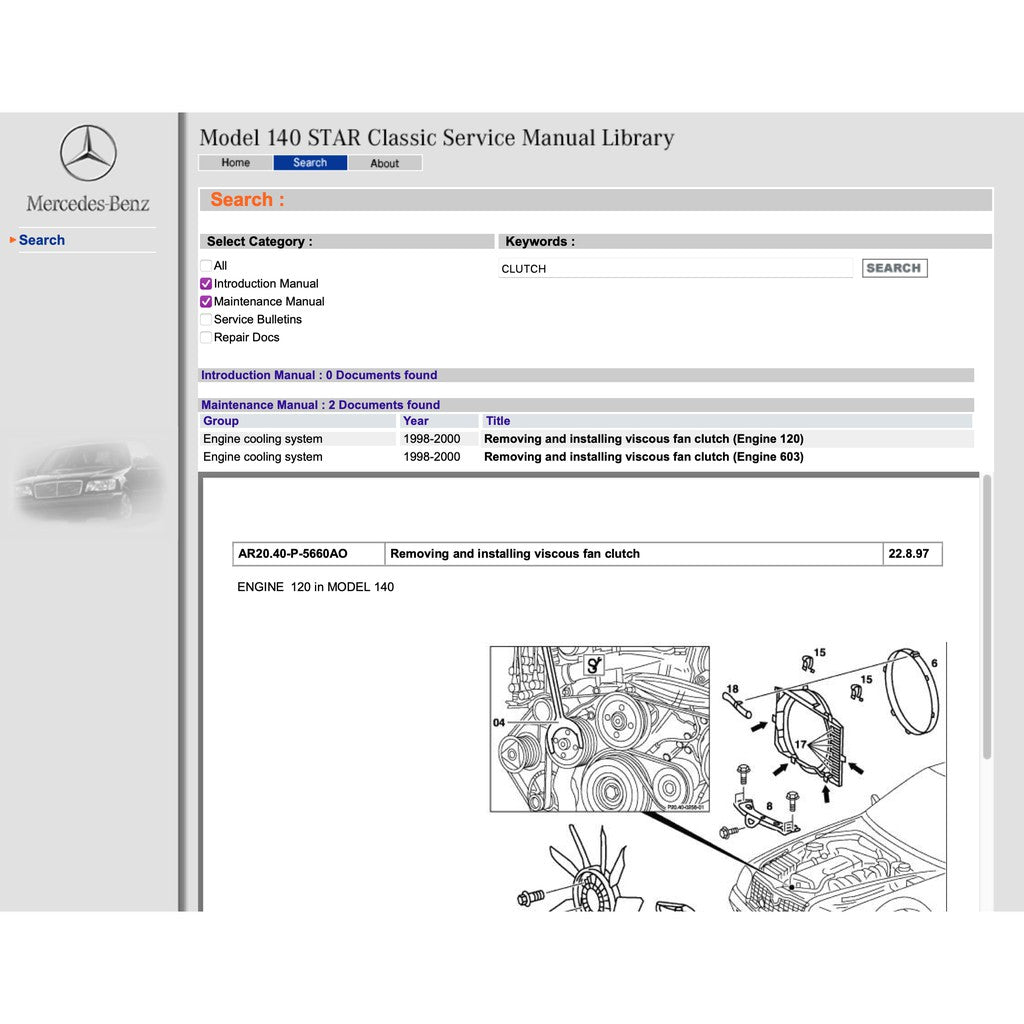 MERCEDES-BENZ W140 (1991-1998) SERVICE WORKSHOP MANUAL LIBRARY