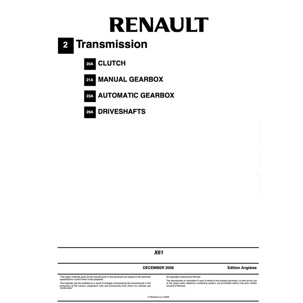 RENAULT KANGOO II X61 FC/FW (2007-2021) SERVICE WORKSHOP MANUAL