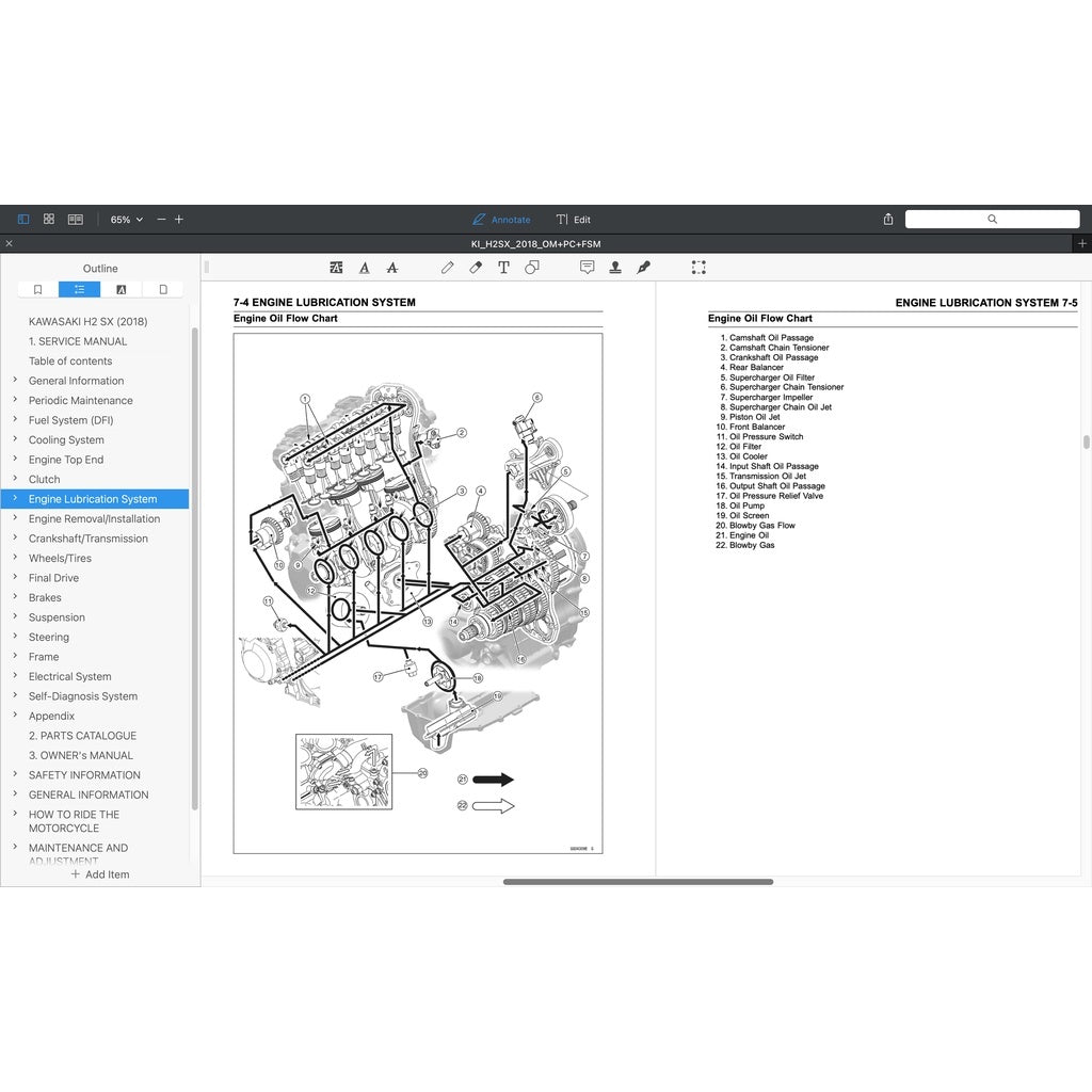KAWASAKI H2 SX (2018+) SERVICE WORKSHOP MANUAL + PARTS CATALOGUE + OWNER'S MANUAL