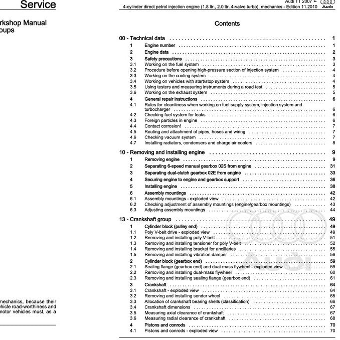 Audi TT MK2 (2007-2014) FACTORY WORKSHOP REPAIR SERVICE MANUAL