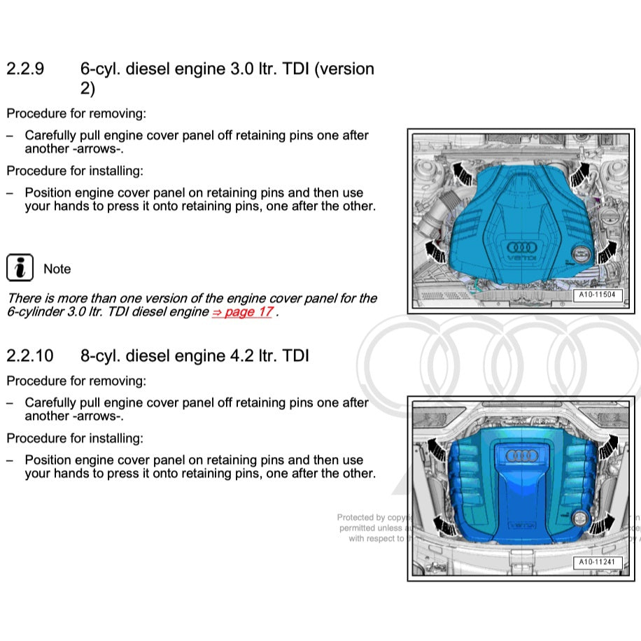 AUDI ENGINE SERVICE WORKSHOP MANUAL