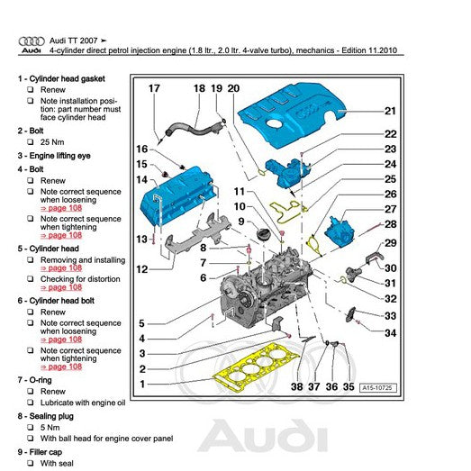 Audi TT MK2 (2007-2014) FACTORY WORKSHOP REPAIR SERVICE MANUAL