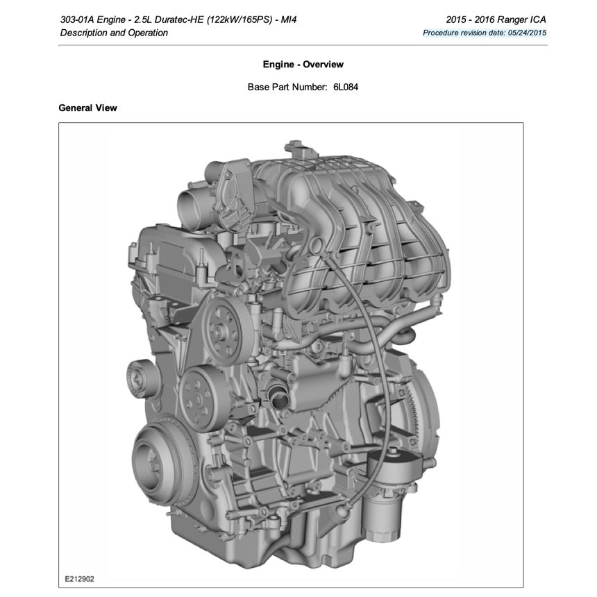 FORD RANGER T6 PX MKII (2015-2018) SERVICE WORKSHOP MANUAL