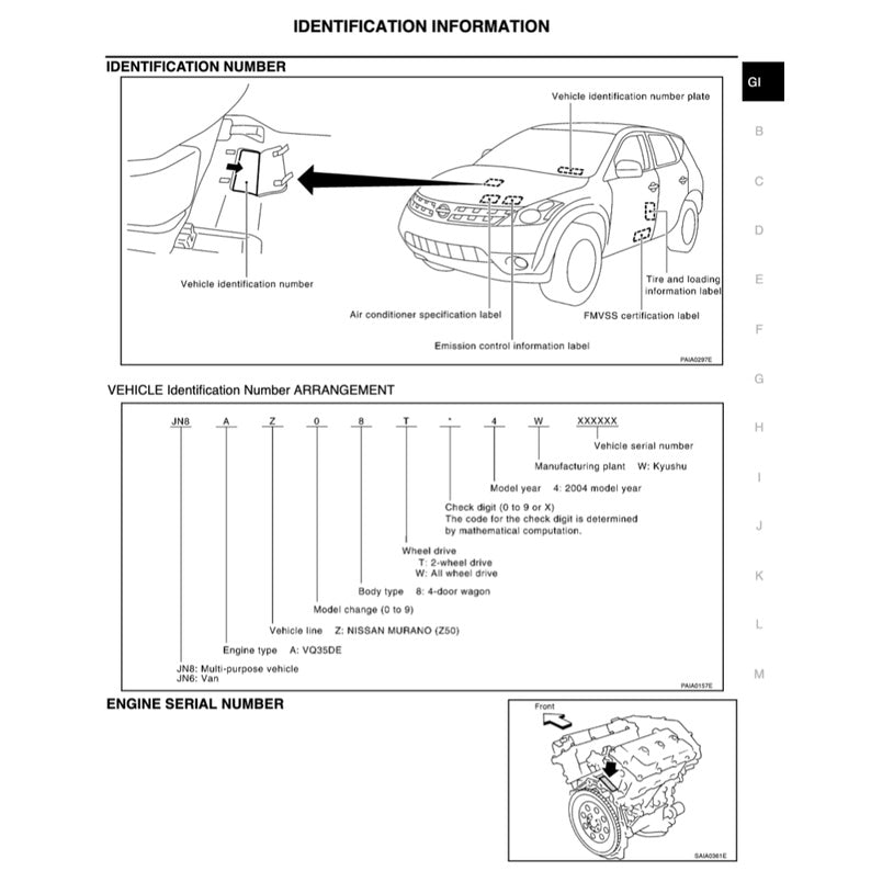 NISSAN MURANO Z50 (2003-2007) SERVICE WORKSHOP MANUAL