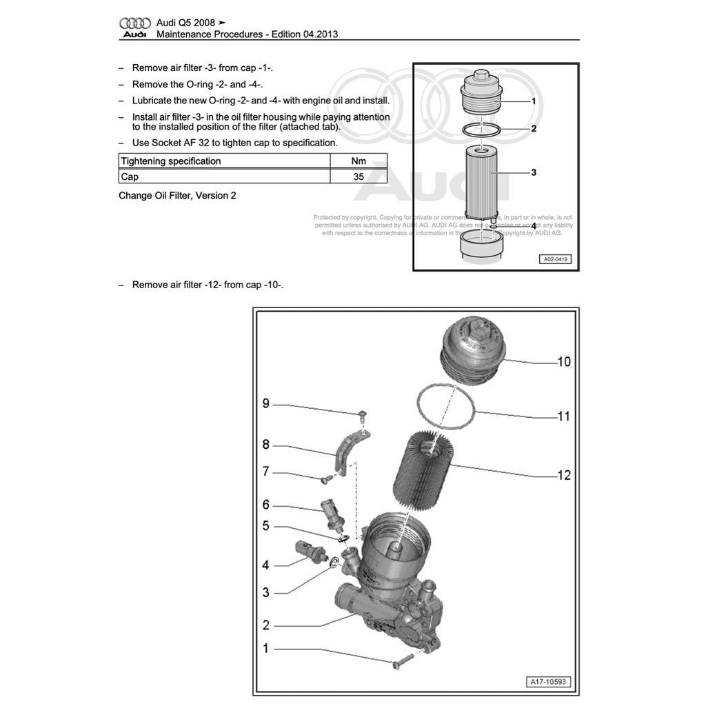 Audi Q5 8R (2008-2017) FACTORY SERVICE WORKSHOP MANUAL